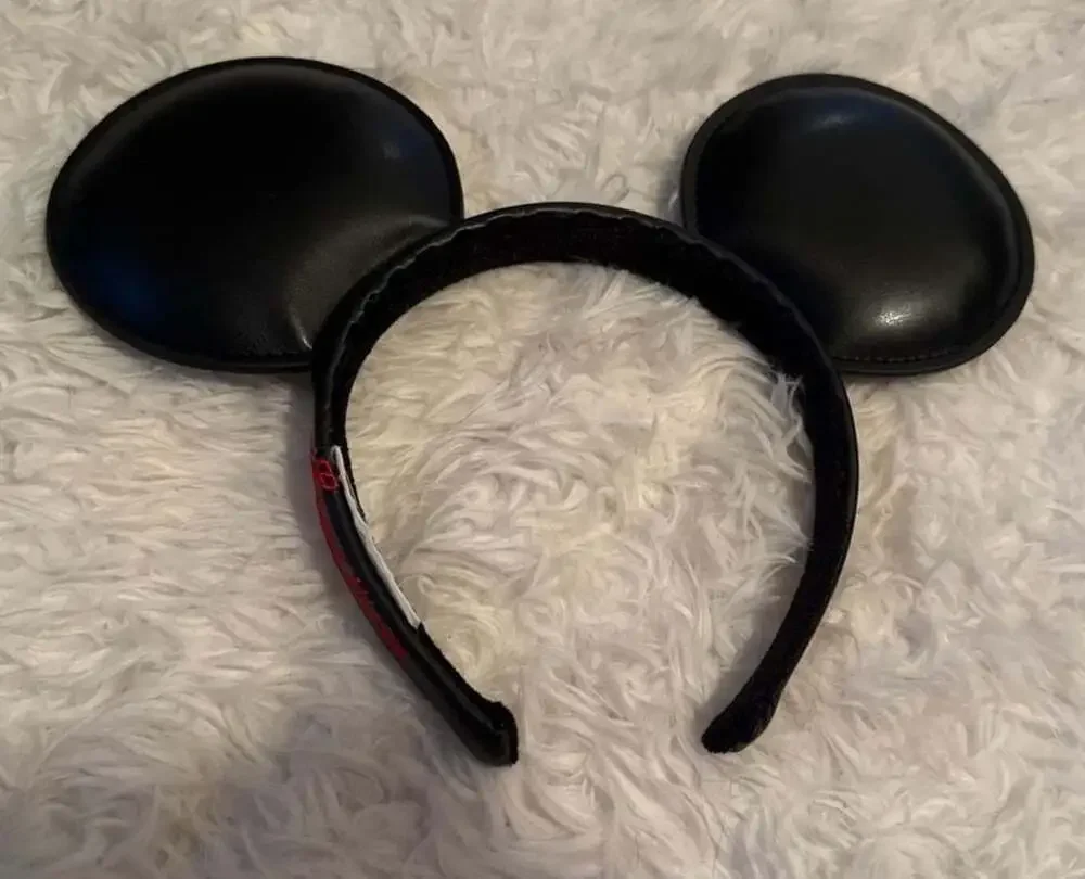 Disney Parks Mickey Mouse Black Faux Leather Signature‎ Ear Headband